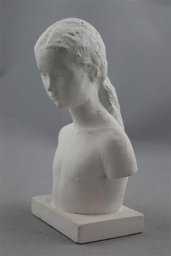 Gunnar Nilsson (Swedish, 1904-1995). A plaster bust of a young girl, 7.75in.